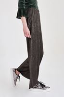 Bayan Yeşil Simli Pileli Pantolon