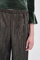 Bayan Yeşil Simli Pileli Pantolon