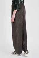 Bayan Yeşil Simli Pileli Pantolon