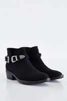 Bayan Siyah Çift Tokalı Bot