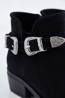 Bayan Siyah Çift Tokalı Bot