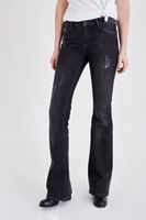 Bayan Siyah İspanyol Paça Kot Pantolon