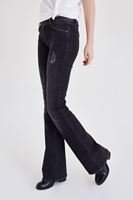Bayan Siyah İspanyol Paça Kot Pantolon