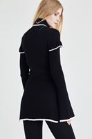 Bayan Siyah Kol Detaylı Boğazlı Kazak