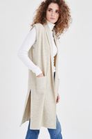 Bayan Krem Triko Yelek