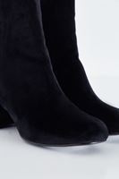 Bayan Siyah Kadife Küt Burun Bot