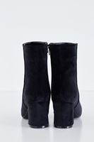 Bayan Siyah Kadife Küt Burun Bot