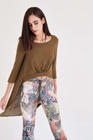 Bayan Yeşil Arkası Uzun Önü Kısa Bluz