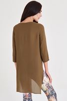 Bayan Yeşil Arkası Uzun Önü Kısa Bluz