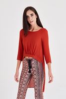 Bayan Turuncu Arkası Uzun Önü Kısa Bluz