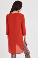 Bayan Turuncu Arkası Uzun Önü Kısa Bluz