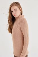 Bayan Kahverengi Boğazlı Kazak