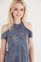 Bayan Gri Omuz Detaylı T-shirt