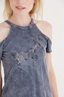 Bayan Gri Omuz Detaylı T-shirt