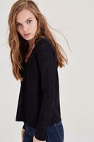 Bayan Siyah Yakası Dantel Detaylı Bluz