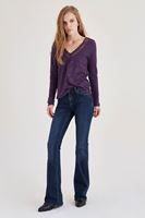 Bayan Mor Yakası Dantel Detaylı Bluz