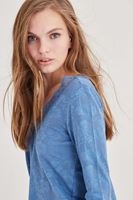 Bayan Mavi Yakası Dantel Detaylı Bluz