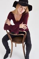 Bayan Bordo Kolları Volan Detaylı Bluz