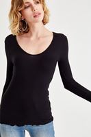 Bayan Siyah Uzun Kollu Basic Tişört