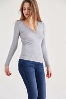 Bayan Gri Uzun Kollu Basic Tişört