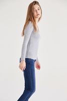 Bayan Gri Uzun Kollu Basic Tişört