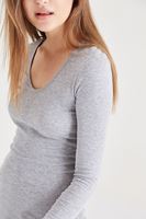 Bayan Gri Uzun Kollu Basic Tişört
