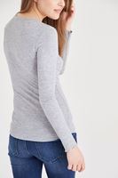 Bayan Gri Uzun Kollu Basic Tişört