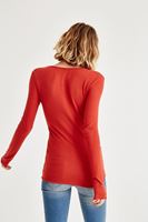 Bayan Turuncu Uzun Kollu Basic Tişört