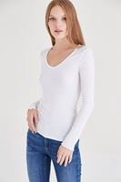 Bayan Beyaz Uzun Kollu Basic Tişört