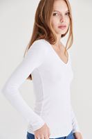 Bayan Beyaz Uzun Kollu Basic Tişört