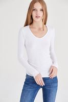 Bayan Beyaz Uzun Kollu Basic Tişört