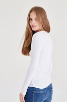 Bayan Beyaz Uzun Kollu Basic Tişört