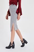 Bayan Siyah Yırtmaçlı Kalem Etek