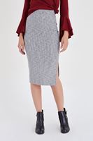 Bayan Siyah Yırtmaçlı Kalem Etek