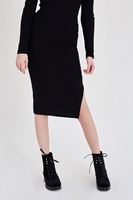 Bayan Siyah Yırtmaçlı Kalem Etek