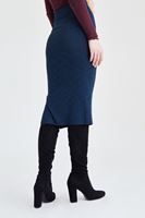 Bayan Lacivert Yırtmaçlı Kalem Etek