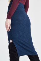 Bayan Lacivert Yırtmaçlı Kalem Etek