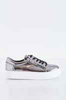 Bayan Gümüş Metalik Spor Ayakkabı1