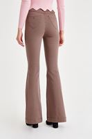 Bayan Kahverengi Yüksek Bel İspanyol Paça Pantolon