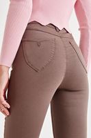 Bayan Kahverengi Yüksek Bel İspanyol Paça Pantolon