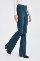 Bayan Yeşil Yüksek Bel İspanyol Paça Pantolon