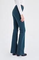 Bayan Yeşil Yüksek Bel İspanyol Paça Pantolon