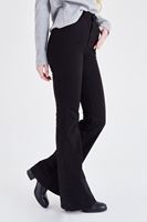 Bayan Siyah Yüksek Bel İspanyol Paça Pantolon