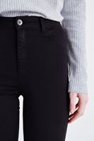 Bayan Siyah Yüksek Bel İspanyol Paça Pantolon