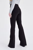 Bayan Siyah Yüksek Bel İspanyol Paça Pantolon