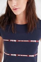 Bayan Lacivert Kısa Tişört