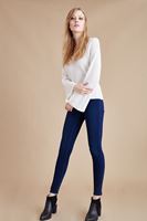 Bayan Lacivert Normal Bel Dar Paça Pantolon