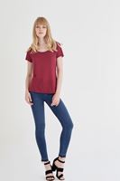 Bayan Bordo U Yaka Tişört