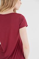 Bayan Bordo U Yaka Tişört