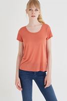 Bayan Turuncu U Yaka Tişört